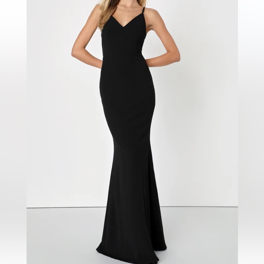 Lulu's Black Sheath Maxi Dress with Spaghetti Straps
